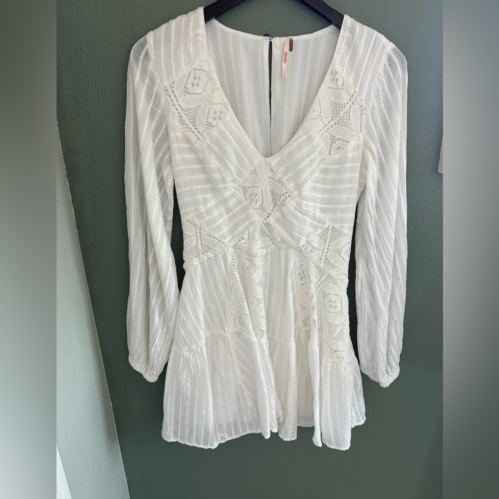 Free People White Lace Women's Mini Dress